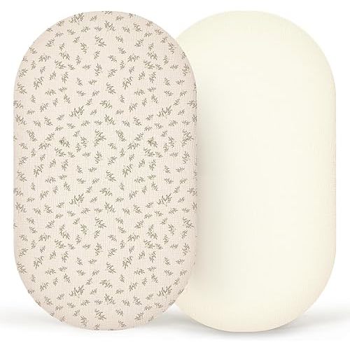 lulumoon Muslin Bassinet Sheets Baby: Cotton Bassinet Fitted Sheets for Boys and Girls - Bassinet Sheets for Oval Rectangle or Hourglass Mattress
