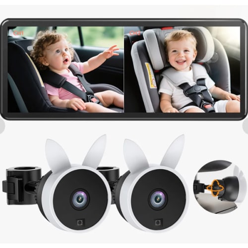 Babyvue BV3PRO Baby Car Camera for 2 Kids, 7.2" 1080P HD Dual Screen