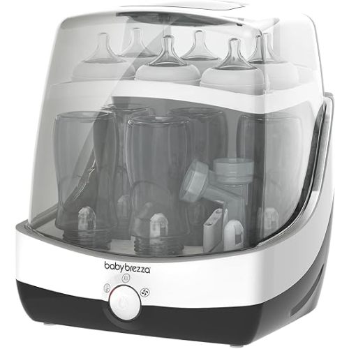 Baby Brezza Superfast 10 Minute Baby Bottle Sterilizer + Dryer - 75% Faster – Universal Electric Steam Sterilization for All Bottles, Pacifiers + Breast Pump Parts