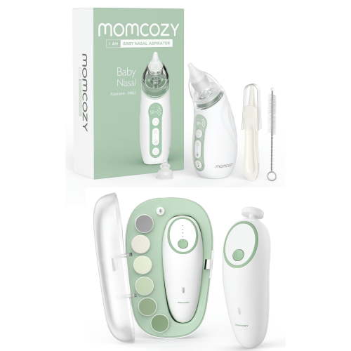 Momcozy Baby Care Set, 3 Suction Levels Electric with Light Soothing and Music & Momcozy Baby Nail File Electric, Gentle 7 Grinding Head Replacement Pads