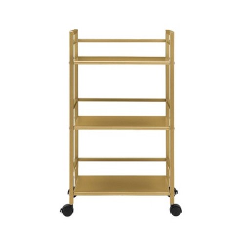 3 Shelves Helix Metal Rolling Utility Cart Gold - Novogratz