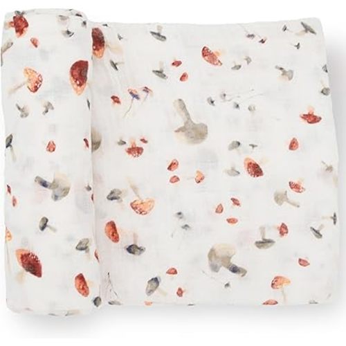 Little Unicorn Premium Cotton Swaddle Baby Blanket | Breathable Fabric | for swaddling, Play, Nursing & More (Mushrooms)