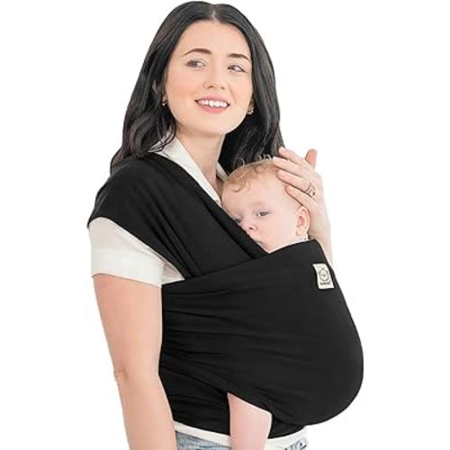 KeaBabies Baby Wrap Carrier - All in 1 Original Breathable Baby Sling, Lightweight,Hands Free Baby Carrier Sling, Baby Carrier Wrap, Baby Carriers for Newborn, Infant,Baby Wraps Carrier (Trendy Black)