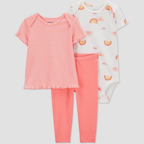 Carter's Just One You® Baby Girls' Rainbows Top & Bottom Set - Brown/Cream, Size: 6M