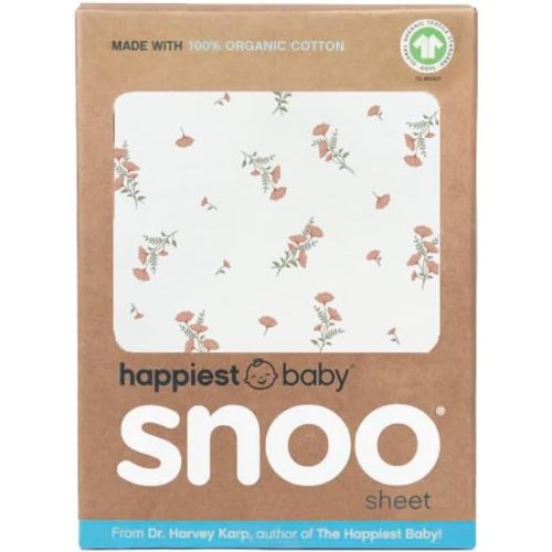 Happiest Baby SNOO Bassinet Fitted Sheet - 100% Organic Cotton Nursery Bedding - Fits SNOO Sleeper Crib Mattress (Ivory Wildflowers)