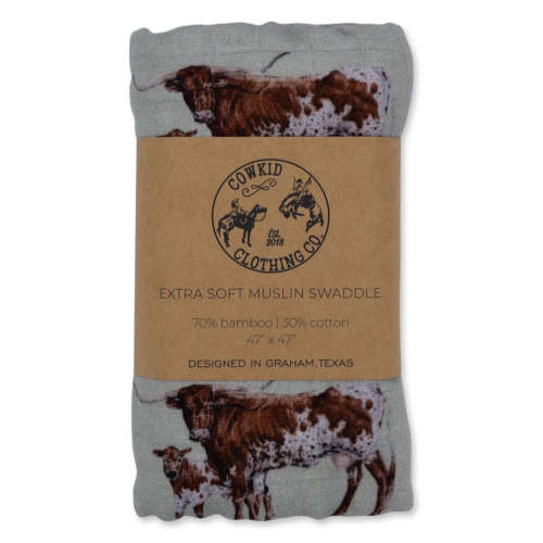 Sagebrush Longhorn Bamboo Muslin Swaddle – Cowkid Clothing Company
