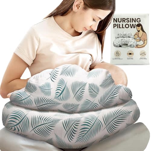 PILLANI Nursing Pillow for Breastfeeding, Breast Feeding Must Haves, Baby Pillow, Breast Feeding Pillow for Mom & Baby, Removable Cotton Cover, Adjustable Waist Strap, Breastfeeding Essentials Newborn
