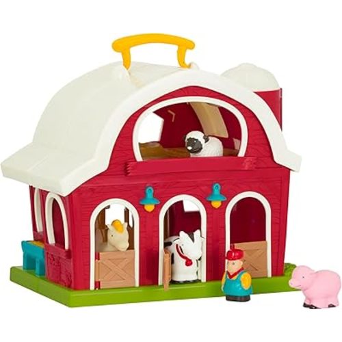 Battat Big Red Barn, Animal Farm Playset - Learning Toy for Toddlers, 18M Plus, 13.5" x 9" x 12"