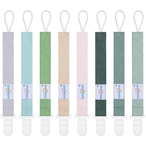 Babygoal Pacifier Clips 8 Pack, Pacifier Holder Clips for Baby Boys and Girls Fits for Most Pacifier, Binkie Styles & Baby Teethers & Toys and Gift-Neutral Color 8PS43