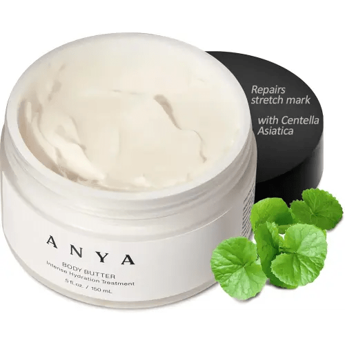 ANYA Body Butter, 5oz - Stretch mark repair and prevention lotion. Dermatologist-tested, Breastfeeding Safe ultra-rich cream, keeps skin hydrated postpartum. Essentials Gifts Baby Shower Gifts