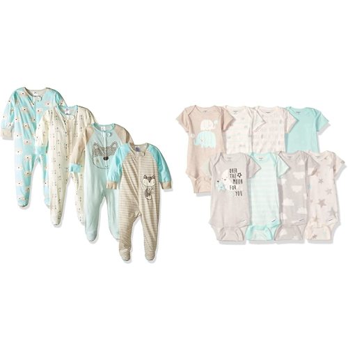 Gerber 8-pack Short Sleeve Onesies and 4-Pack Sleep 'N Play Clothing Bundle