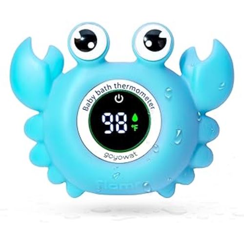 Baby Bath Thermometer,Newborn Swimming Safety Toy Thermometer,Bathtub Water Thermometer,Large Eyed Crab Toy Floating Water Temperature Gauge Baby Temperature Warning,Infant Bath Thermometer