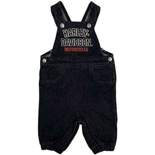 Harley-Davidson Baby Unisex Embroidered H-D Denim Newborn Overalls - Black