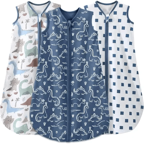 Yoofoss Baby Sleep Sack 0-6 Months Wearable Blanket 100% Cotton 2-Way Zipper TOG 0.5 Toddler Sleeping Sack 3 Pack, Comfy Soft Lightweight (Small)