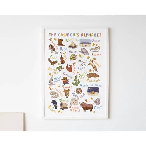 The Cowboy's Alphabet, Nursery Alphabet Print, Western Nursery, Cowboy Nursery, Kid Print, Wall Art, Digital Print
