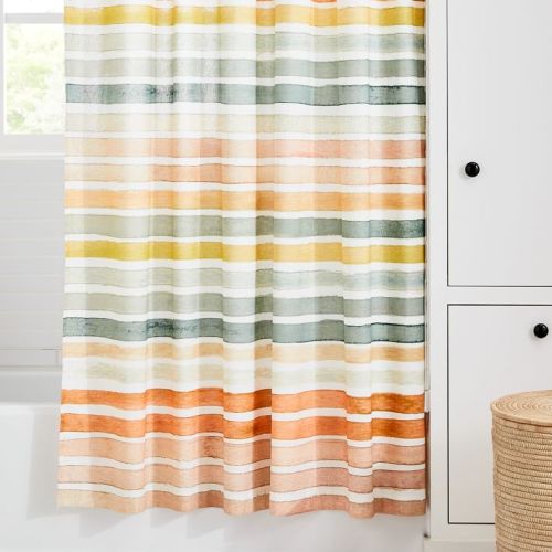 West Elm Watercolor Stripe Shower Curtain