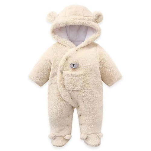 Xudanell Toddler Cotton Romper Baby Winter Coat Zipper Long Sleeve Cute Baby Snowsuit (Yellow,0-3 M)