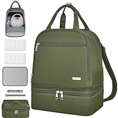 Breast Pump Bag, Spectra Pump Backpack, Mini Pumping Bags with Pockets for Working Mom, Compatible with Spectra S1, S2, Green
