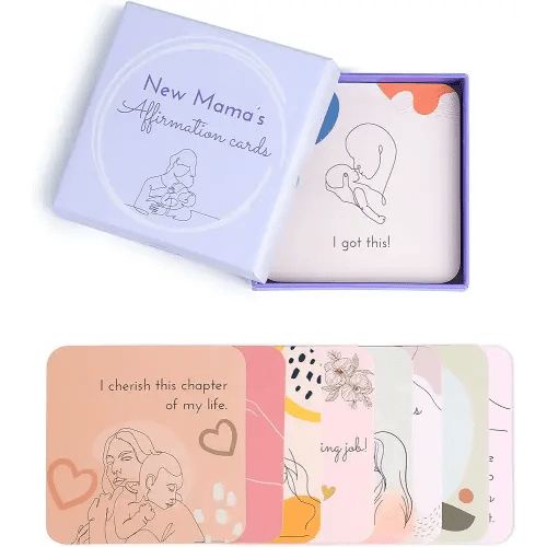 Ariond 31 New Mom Affirmation Cards for Post Partum/Postpartum Self Care with Empowering Messages on the verso of each card | New mom essentials gifts for women after birth