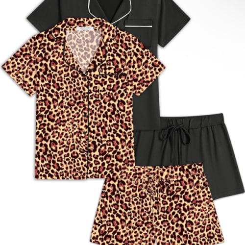 Ekouaer 2 Pack Womens Pajamas Set Button Down Summer Sleepwear Short Sleeve Comfy Pjs Loungewear Set