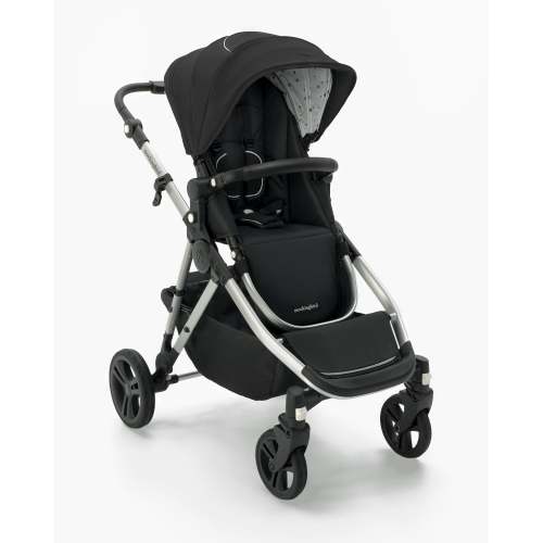 Mockingbird Single-to-Double Stroller 2.0 | Black, Watercolor Drops, Silver with Black Leather