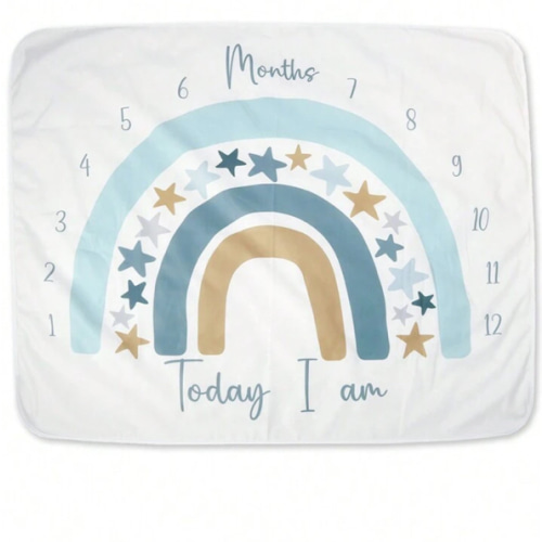 SHEIN Baby Milestone Blanket With Rainbow & Star Prints
