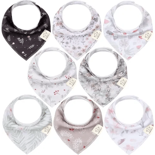 8-Pack Organic Baby Bandana Drool Bibs for Girls - Baby Bibs for Baby Girls, Baby Boys, Soft Cotton Bandana Bibs, Baby Drool Bib, Teething Bibs for Infant, Toddler (Bloom)