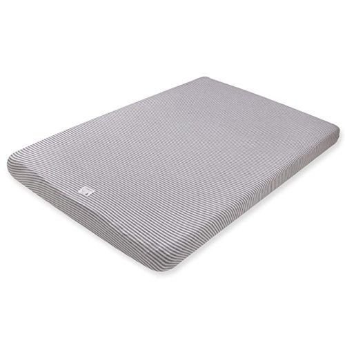 Burt's Bees Baby - Fitted Mini Crib Sheet for Pack 'n Play or Portable Playard, 100% Organic Cotton - Heather Grey Stripe