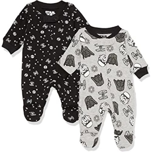Amazon Essentials Disney | Marvel | Star Wars Unisex Toddlers and Babies' Snug-Fit Cotton Footed Pajamas, Multipacks
