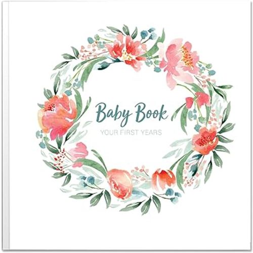 Peachly Baby Memory Book For Girls Milestone Keepsake Journal | First Five Years Baby Girl Memory Book | Baby Keepsakes First Year Memory Book | Baby Girl Baby Book | Bloom