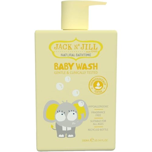 Jack N' Jill Natural Bathtime Sensitive Skin Baby Wash - Hypoallergenic, Fragrance Free, Dermatologically Tested, Perfect for Newborns, Vegan - Scent Free, 300 mL (Pack of 1)