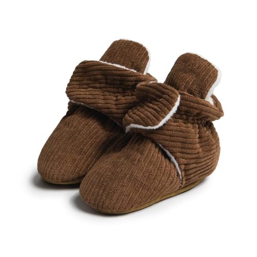 HsdsBebe Unisex Newborn Baby Cotton Booties Non-Slip Sole for Toddler Boys Girls Infant Winter Warm Fleece Cozy Socks Shoes