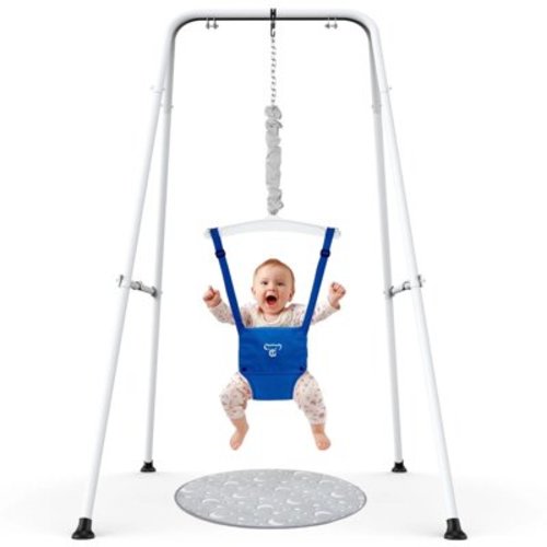 G TALECO GEAR Baby Jumper with Stand, Portable Baby Bouncers and Jumpers with Floor Mat, Jumper for Baby Boys/Girls 6-24 Months,Blue