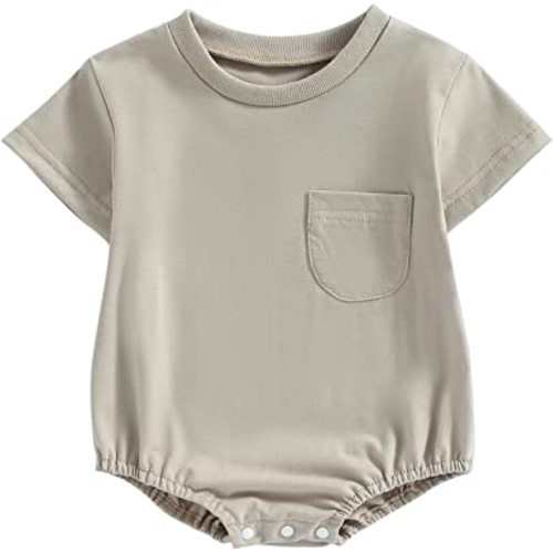 Hoanselay Newborn Infant Baby Boy Basic Plain Pocket Long Sleeve Romper Bodysuit Tops Solid Fall Outfit Clothes (0-3 Month size)