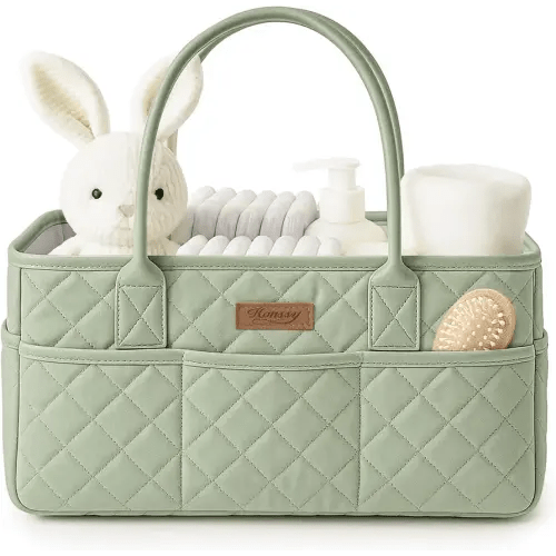 Konssy Baby Diaper Caddy Organizer, Solid Design with PU Leather Handles