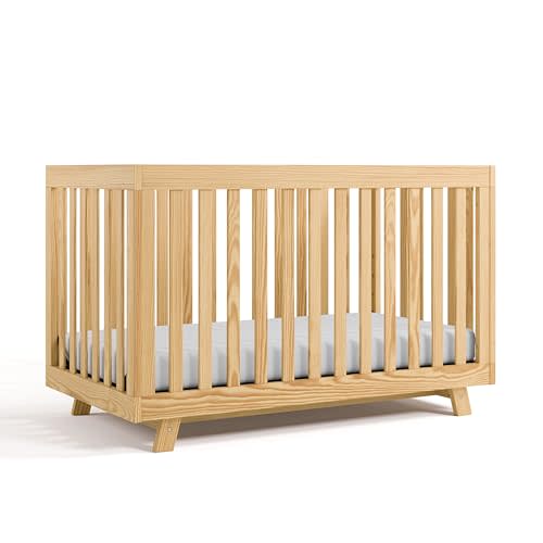 Storkcraft Beckett 3-in-1 Convertible Crib (Natural) – GREENGUARD Gold Certified, Fits Standard Crib Mattress, Converts to Toddler Bed and Daybed, 4 Adjustable Mattress Heights, Grow-with-Me Design