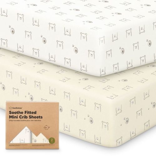 KeaBabies Mini Crib Sheets Organic 2 Pack (Bumble Bear)