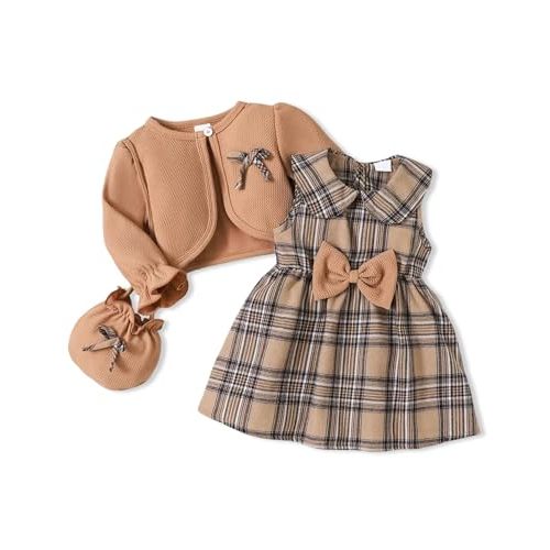 Baby Girl Clothes Toddler Dresses Infant Fall Winter Outfits Little Coat Princess Cardigan Dress Set +Cute Bag