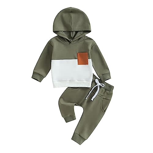 LIOMENGZI Infant Baby Boys Pants Outfits Set Long Hooded Striped Sweatshirts Pants Clothes Set Fall Winter Pants Sweatsuit