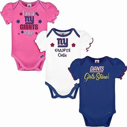 Gerber Baby Girls NFL Team 3 Pack Short Sleeve Onesie Bodysuit