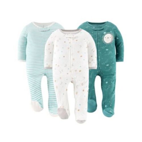 Neutral Celestial Footed Baby Sleepers for Boys & Girls, 3 Pack