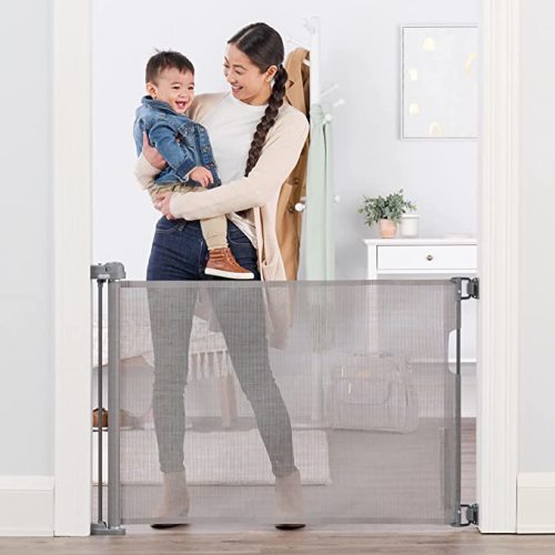 Regalo Extra Wide Retractable Baby Gate, Award Winning Brand, Expands up to 50" wide, Easy Install, includes Installation Template, Locking Indicator - Mesh Retractable