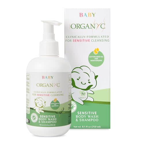 Organyc Baby Shampoo & Body Wash with Skin-Nurturing Cotton Seed Oil, Gentle Kids Body Wash, Naturally Formulated Baby Essentials, 8.5 fl oz