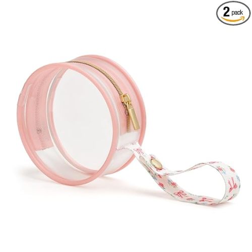 Itzy Ritzy Clear Pacifier Case with Clip Strap – Holds 2 Pacifiers – Portable Baby Pacifier Holder for Diaper Bag, Stroller & Travel Bag (Bow)