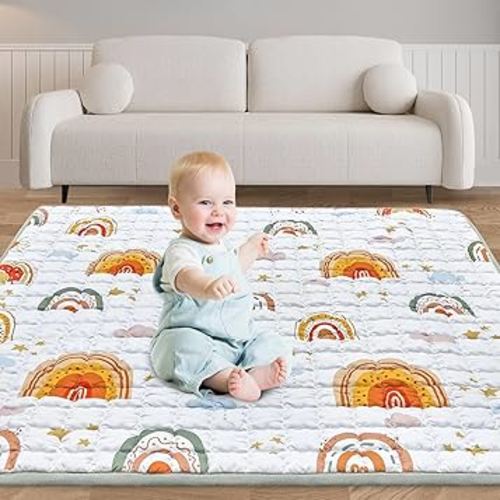 Baby Play Mat for Floor,50" X 50" Playpen Mat for Babies,Foldable & Washable Baby Crawling Mat,Non-Slip Cushioned Baby Floor Mat,Activity Baby Playpen Mat for Infants