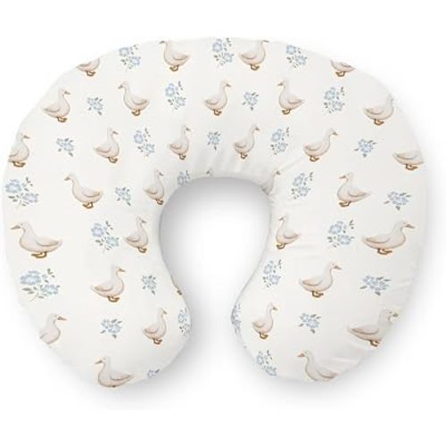 Farm Duck Blue Floral Nursing Pillow Covers Vintage Ducks Boho Flowers Soft Stretchy Nursing Pillowcase for Breastfeeding Pillows Farmyard Animals Pillow Slipcover for Baby Girls Boys Newborn
