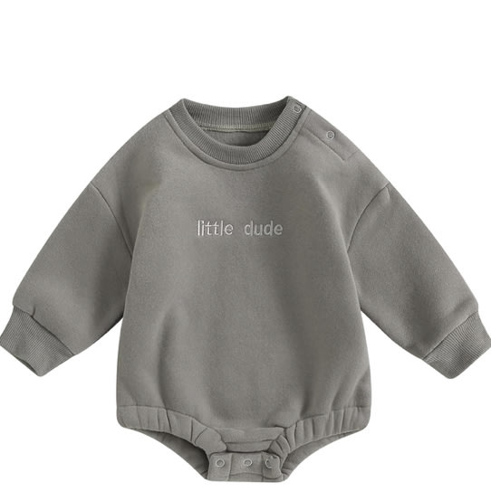 VISGOGO Newborn Infant Baby Boy Girls Oversized Romper Little Dude Sweater Onesie Coming Home Outfit Neutral Clothes