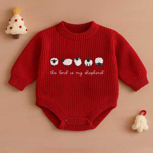 The Lord is My Shepherd Machine Embroidery Romper, Sheep embroidery Clothing, Christian Baby Gifts, Christmas Baby Romper, Baby Shower Gift