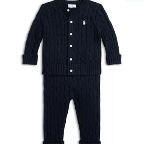 Boys' Cable Knit Cotton Cardigan & Pant Set - Baby