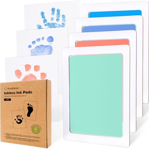 4-Pack Inkless Baby Hand and Footprint Kit - Mess Free Ink Pad for Newborn Keepsake, Dog Nose & Paw Print Kit, Clean Touch Ink Pad for Baby Hand & Footprints, Ideal Mother's Day Gifts (Popsicle, L)